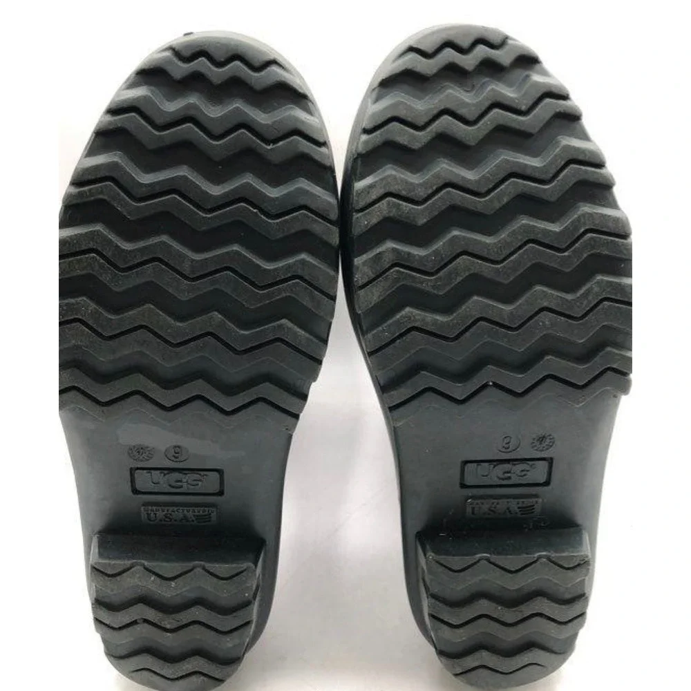 UGG Rain Boots Mens Size 9 Black Matte Rubber Tall Waterproof Excellent